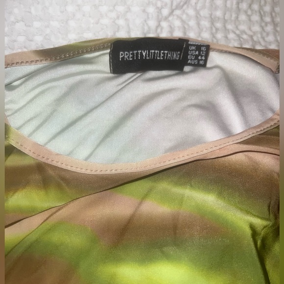 Green Printed Ruched Cut Out Midi Dress size 12 PLT - Picture 4 of 4